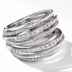 New! Wedding bridal  Silver and crystal Women's Ring